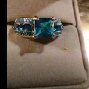 10 kt white gold filled cz aquarium size 8